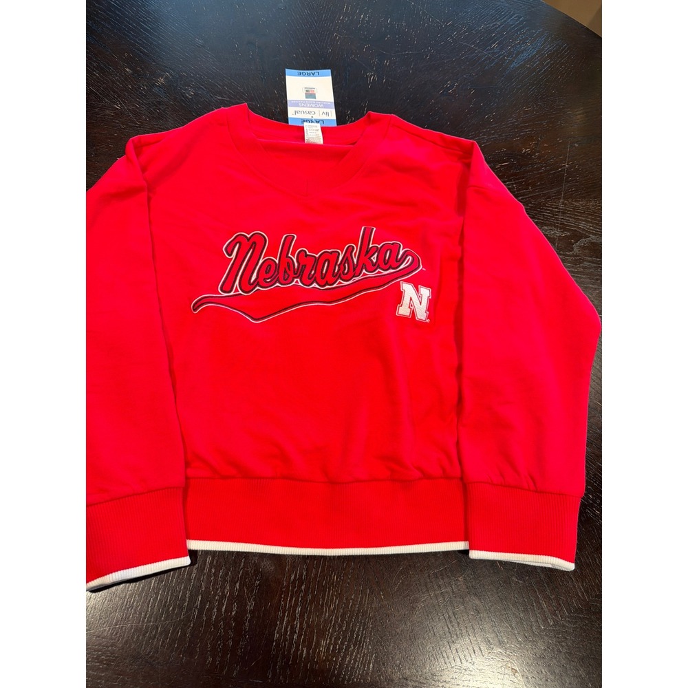 Liv Casual Nebraska Cornhuskers Womens Red Pullover Sweatshirt NWT Large